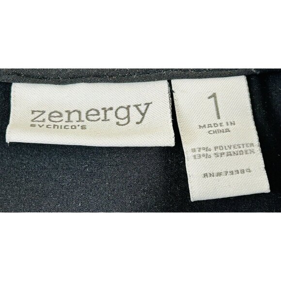 Chicos Zynergy Vest Black & White Zipper Side Buckles Size 1 M LOOKS UNWORN EUC - Picture 6 of 9